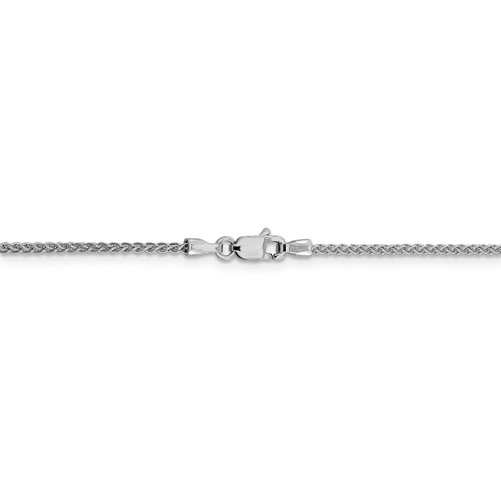 Alternate view of the 1.5mm 10k White Gold Solid Diamond Cut Wheat Chain Necklace by The Black Bow Jewelry Co.