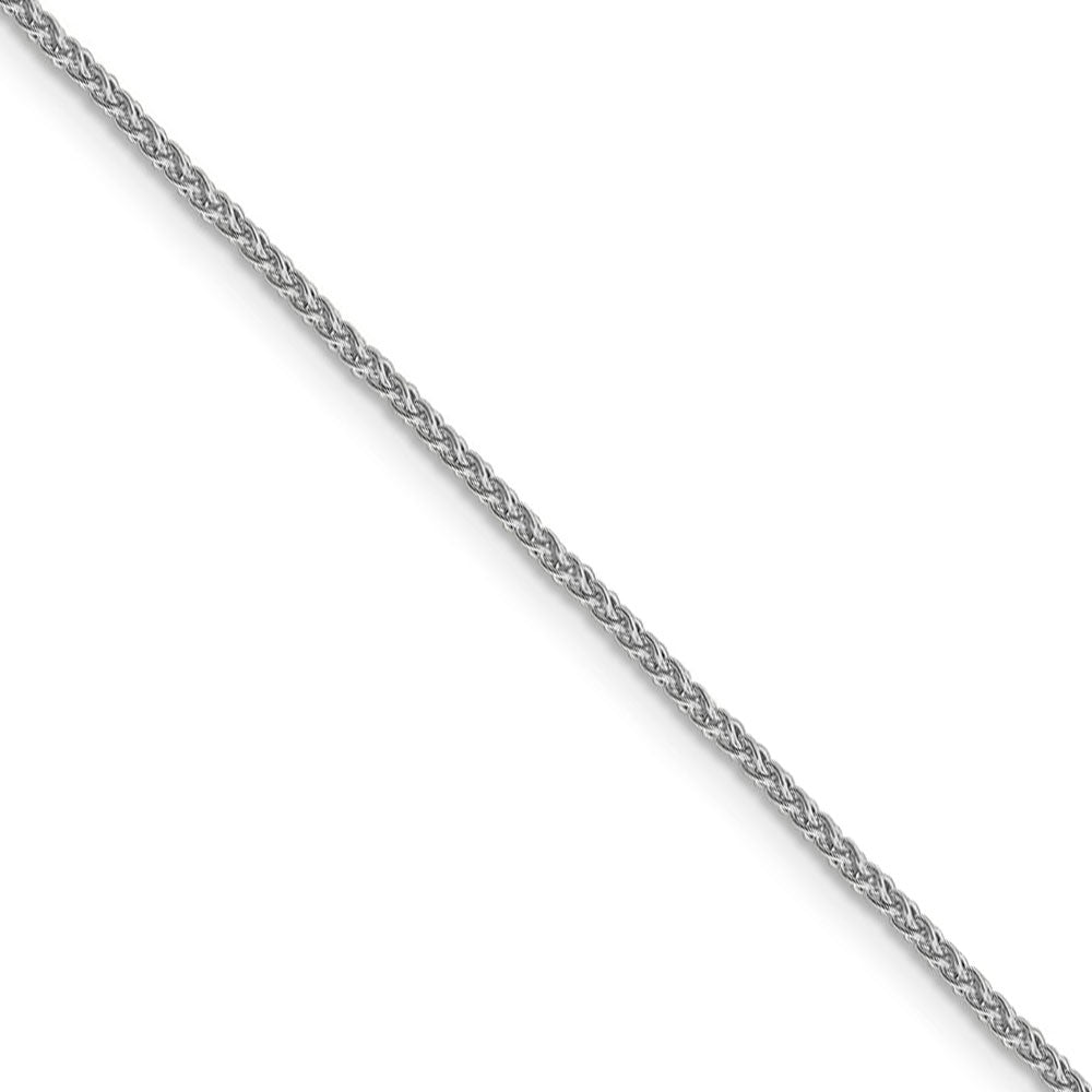 1.5mm 10k White Gold Solid Diamond Cut Wheat Chain Necklace