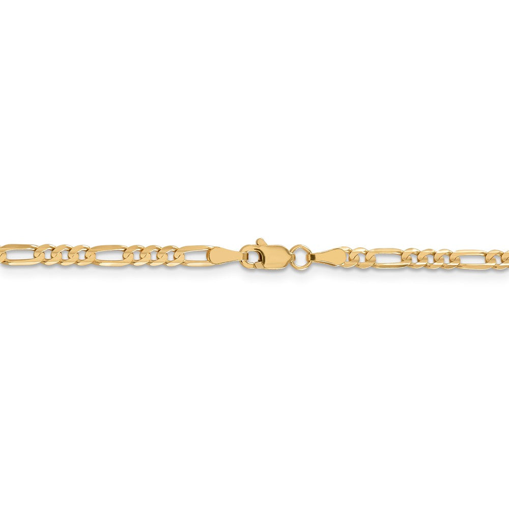 Alternate view of the 3mm 10k Yellow Gold Solid Diamond Cut Figaro Chain Necklace by The Black Bow Jewelry Co.