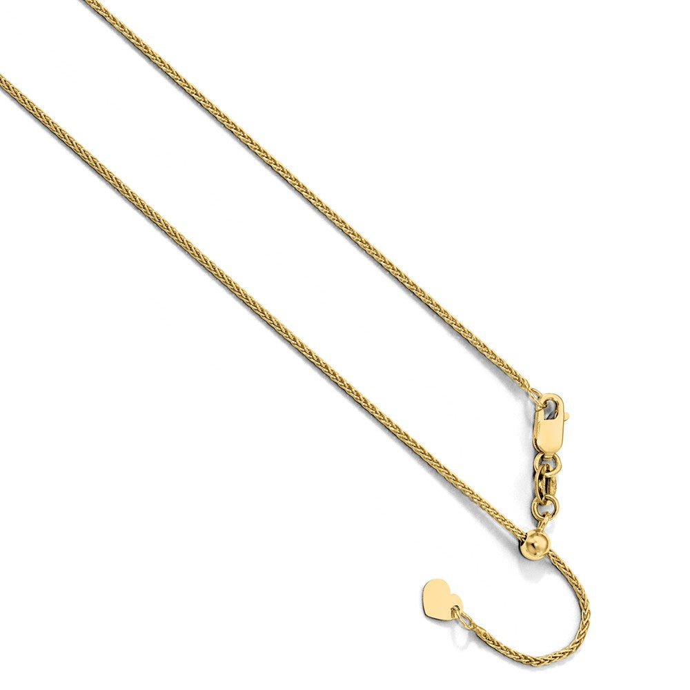 1mm 10k Yellow Gold Adjustable Solid Wheat Chain Necklace