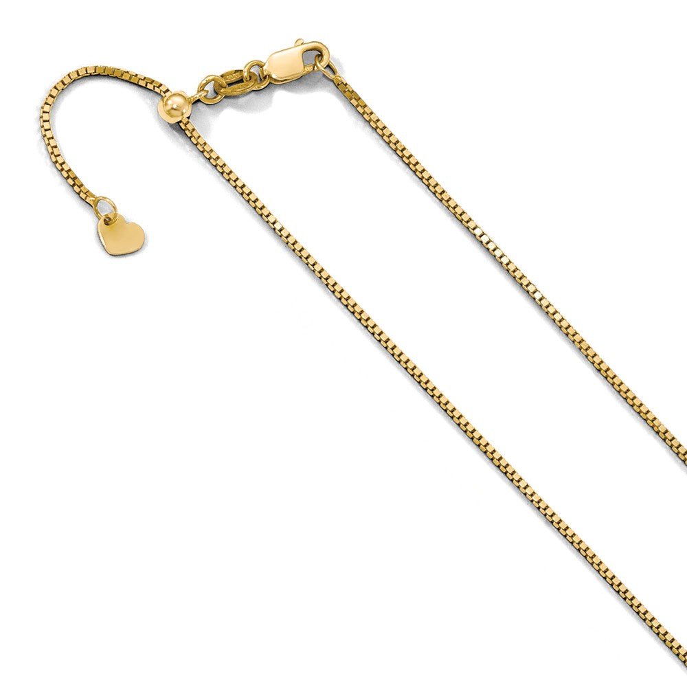 0.9mm 10k Yellow Gold Adjustable Box Chain Necklace