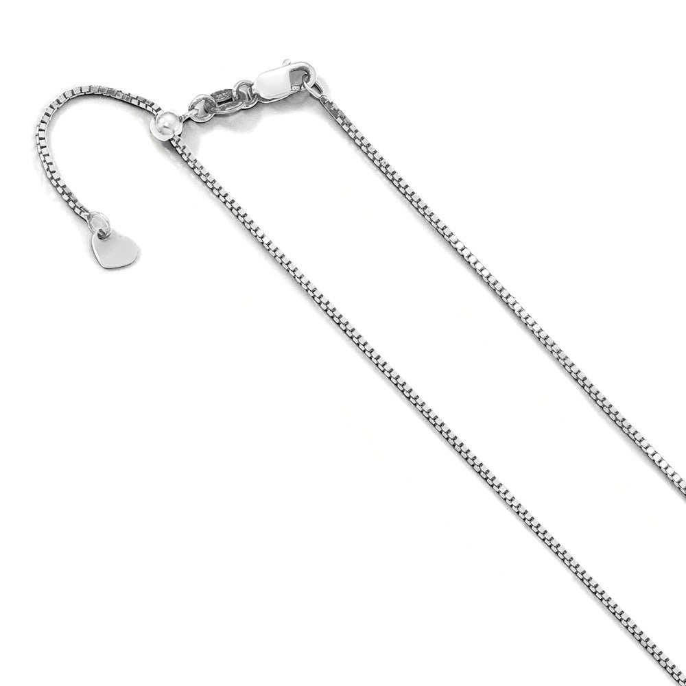 0.9mm 10k White Gold Adjustable Box Chain Necklace, Item C9394 by The Black Bow Jewelry Co.