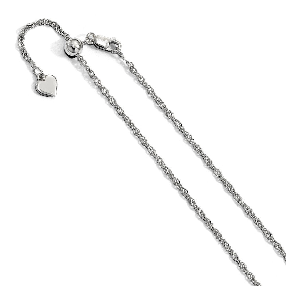 1.6mm Sterling Silver Adjustable Singapore Chain Necklace, 22 Inch, Item C9395-22 by The Black Bow Jewelry Co.