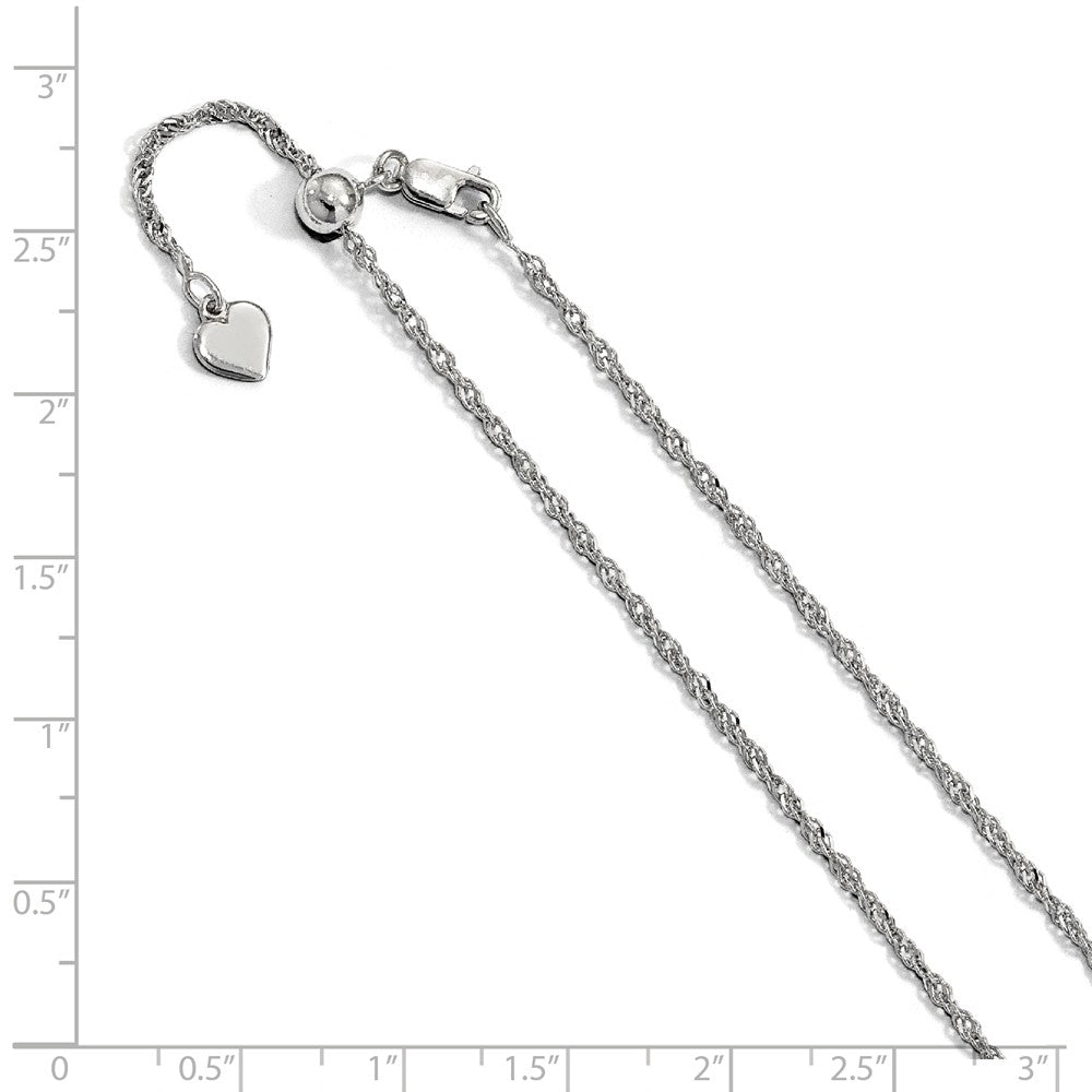 Alternate view of the 1.6mm Sterling Silver Adjustable Singapore Chain Necklace, 22 Inch by The Black Bow Jewelry Co.