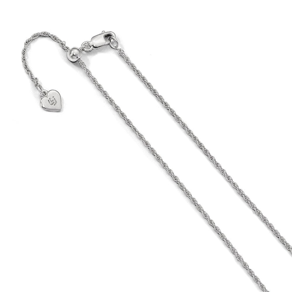 1.3mm Rhodium Sterling Silver Adjustable Loose Rope Chain Necklace, Item C9396 by The Black Bow Jewelry Co.