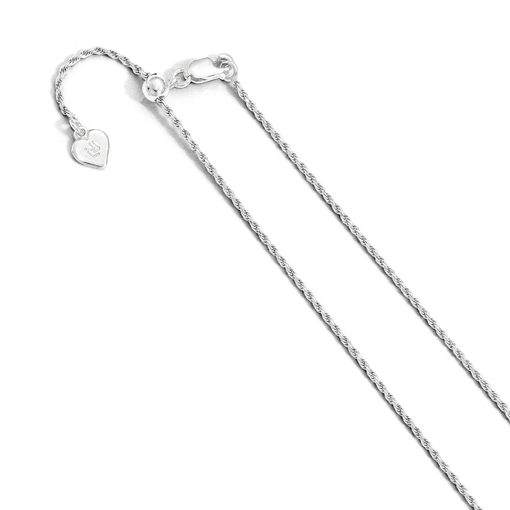 1.2mm Sterling Silver Adjustable Solid D/C Rope Chain Necklace