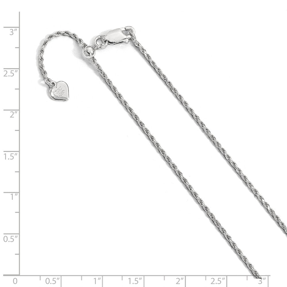 Alternate view of the 1.4mm Sterling Silver Adjustable Solid D/C Rope Chain Necklace by The Black Bow Jewelry Co.