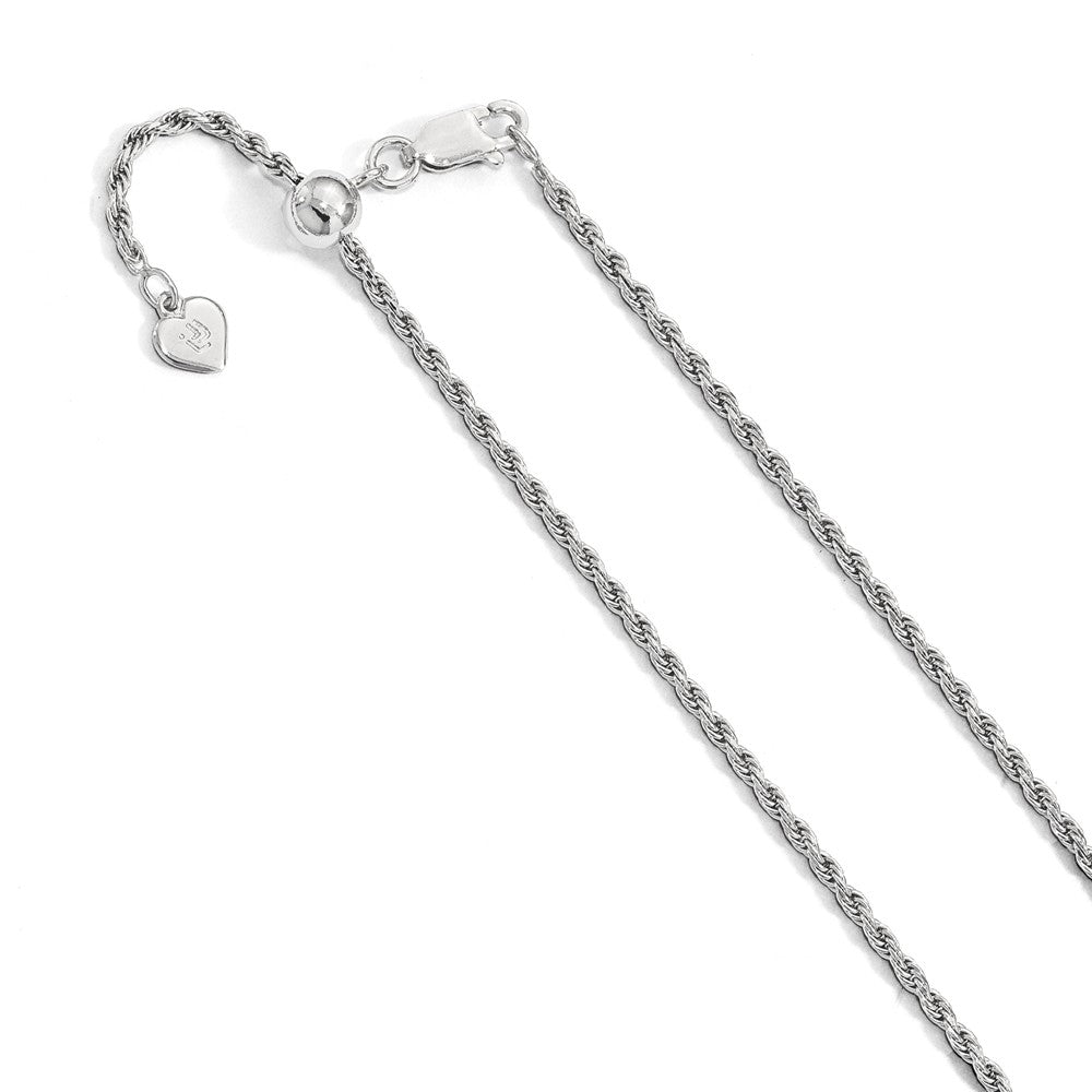 2mm Sterling Silver Adjustable Solid D/C Rope Chain Necklace