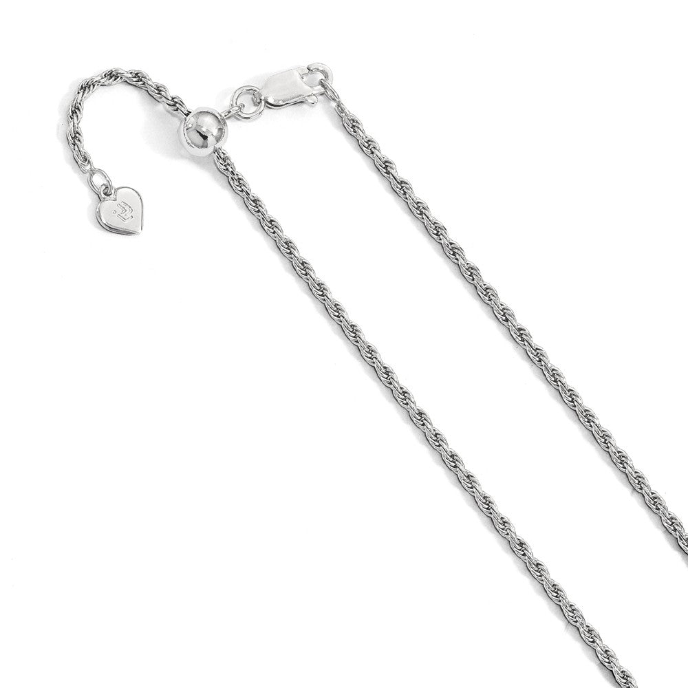 2.25mm Sterling Silver Adjustable Solid D/C Rope Chain Necklace, Item C9401 by The Black Bow Jewelry Co.