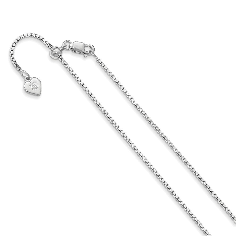 1.1mm Sterling Silver Adjustable Box Chain Necklace, Item C9404 by The Black Bow Jewelry Co.