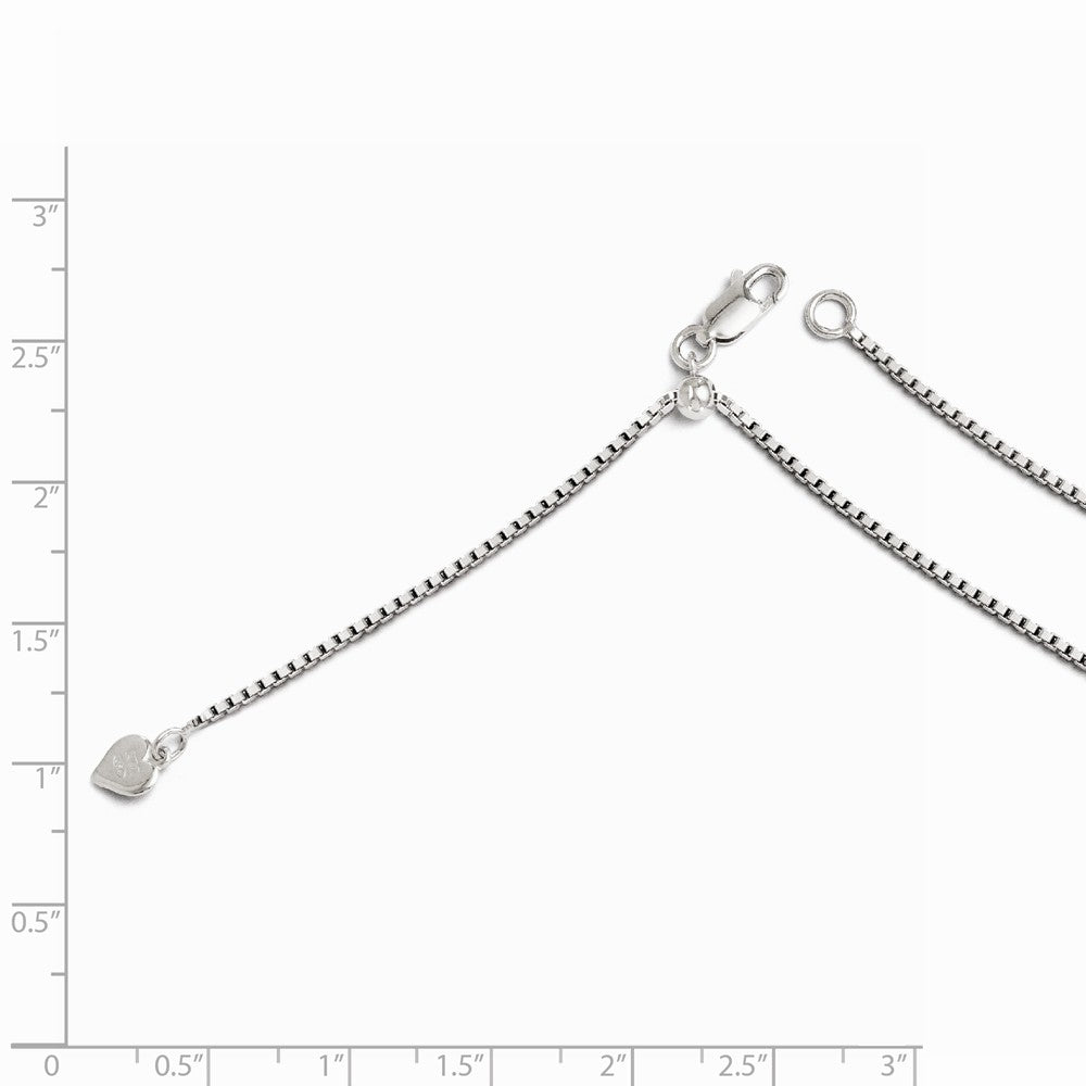 Alternate view of the 1.3mm Sterling Silver Adjustable Box Chain Necklace by The Black Bow Jewelry Co.