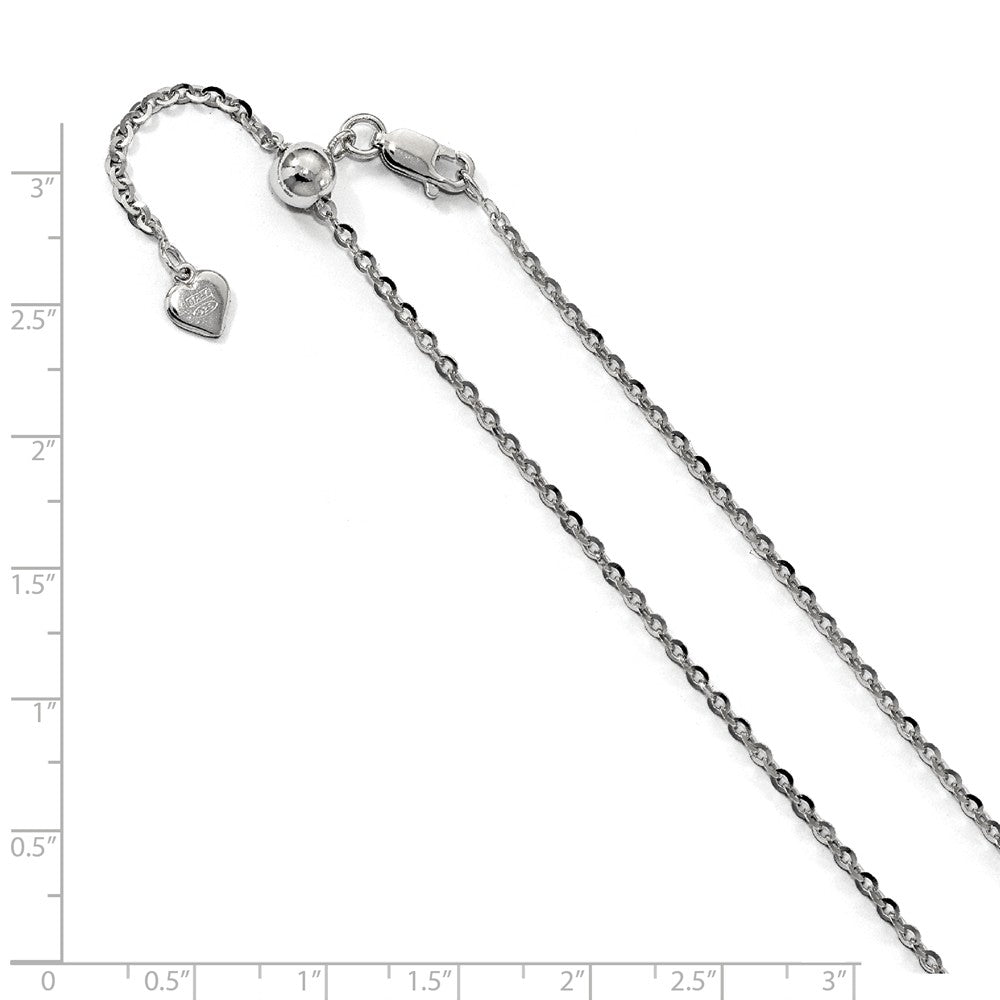 Alternate view of the 2mm Sterling Silver Adjustable Solid Cable Chain Necklace by The Black Bow Jewelry Co.