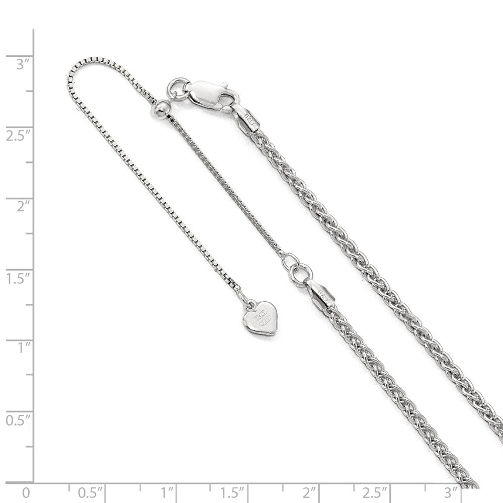 Alternate view of the 2.5mm Sterling Silver Adjustable Spiga Chain Necklace by The Black Bow Jewelry Co.