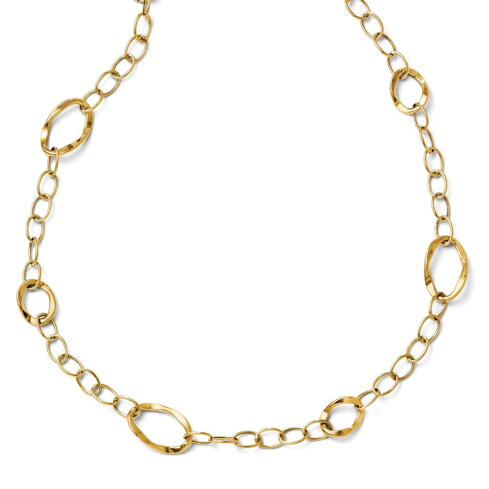 14k Yellow Gold Italian 10mm Open Link Necklace, 16-18 Inch, Item C9435 by The Black Bow Jewelry Co.