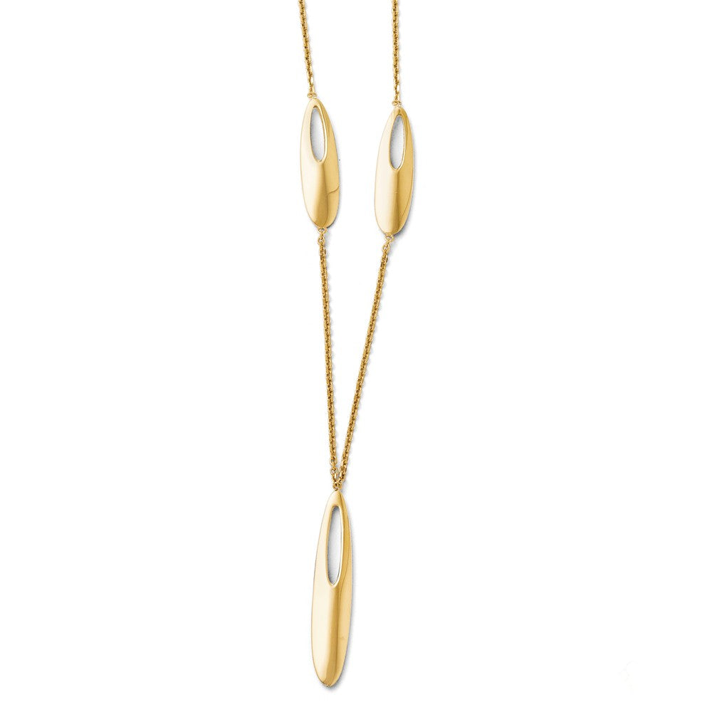 14k Yellow Gold Italian Polished Oval Links Necklace, 18 Inch, Item C9450 by The Black Bow Jewelry Co.
