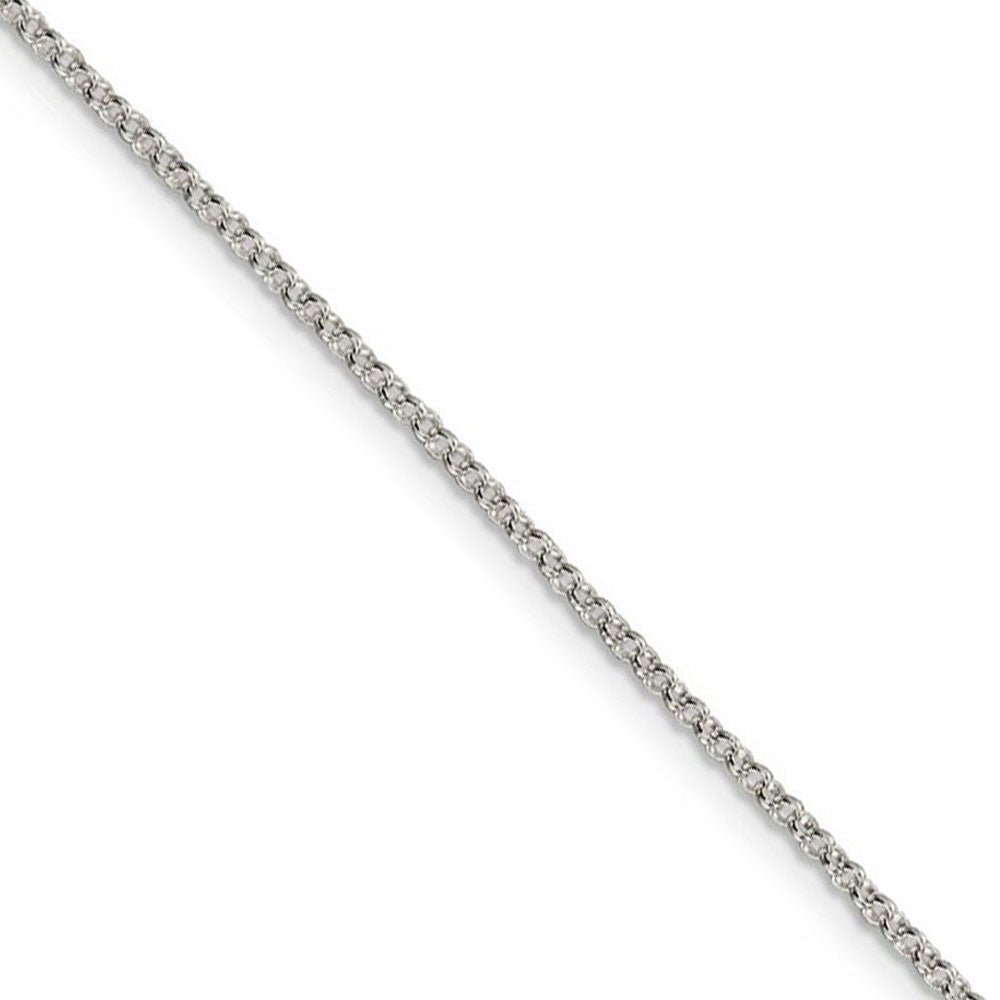 1.5mm Rhodium Plated Sterling Silver Rolo Chain Necklace, 18-20 Inch, Item C9457 by The Black Bow Jewelry Co.