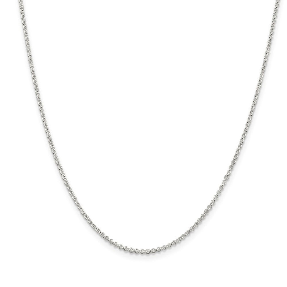 Alternate view of the 1.5mm Rhodium Plated Sterling Silver Rolo Chain Necklace, 18-20 Inch by The Black Bow Jewelry Co.