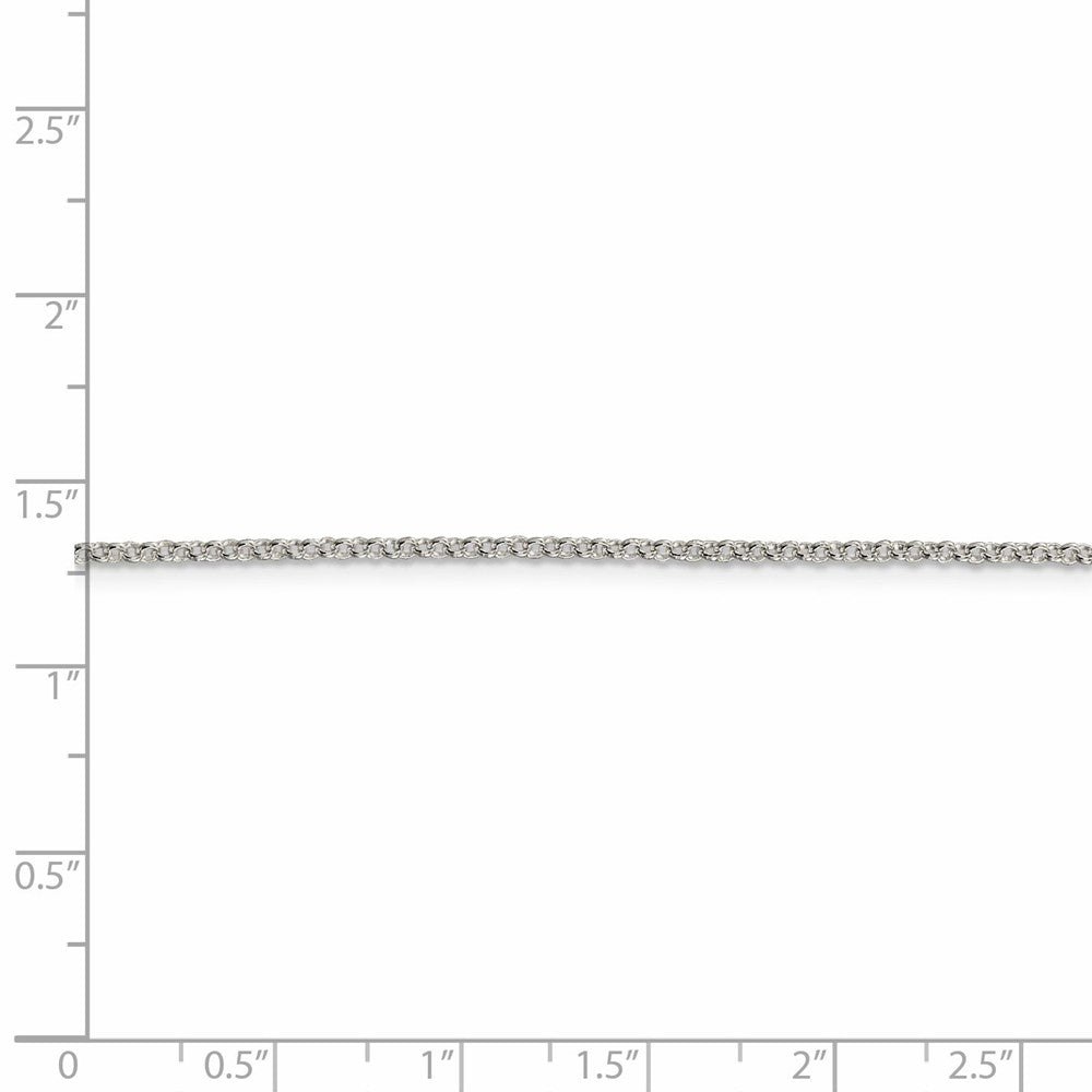 Alternate view of the 1.5mm Rhodium Plated Sterling Silver Rolo Chain Necklace, 18-20 Inch by The Black Bow Jewelry Co.