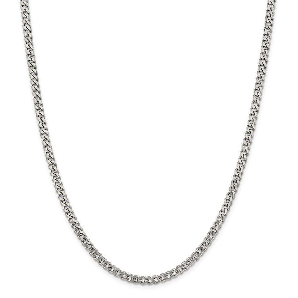 Alternate view of the 4.5mm Rhodium Plated Sterling Silver Solid Curb Chain Necklace by The Black Bow Jewelry Co.