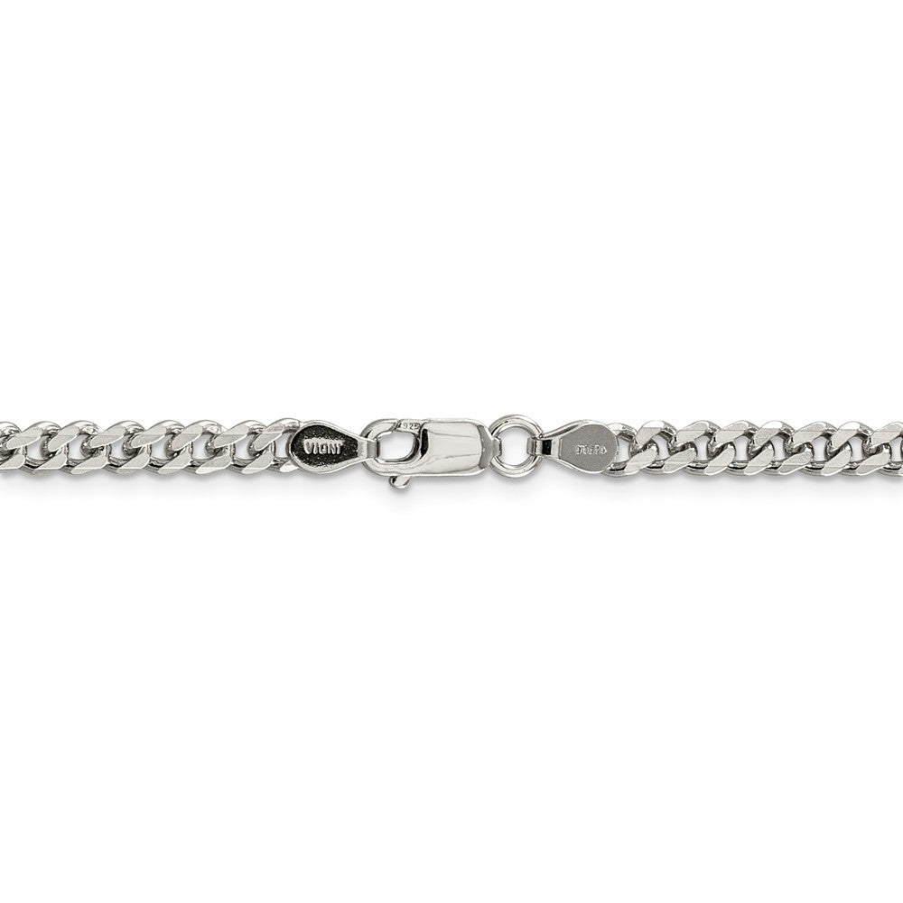 Alternate view of the 4.5mm Rhodium Plated Sterling Silver Solid Curb Chain Necklace by The Black Bow Jewelry Co.