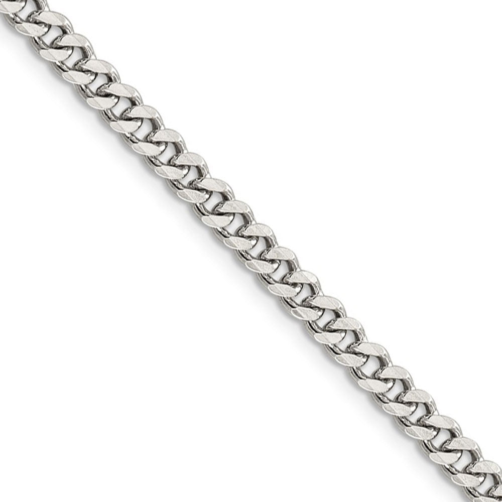 4.5mm Rhodium Plated Sterling Silver Solid Curb Chain Necklace