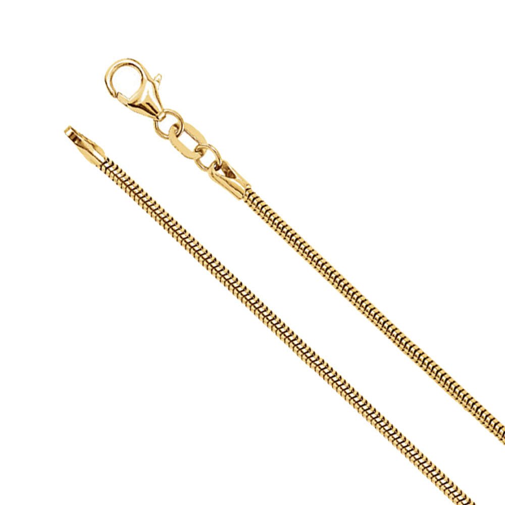 1.5mm 14k Yellow Gold Solid Round Snake Chain Necklace, Item C9467 by The Black Bow Jewelry Co.