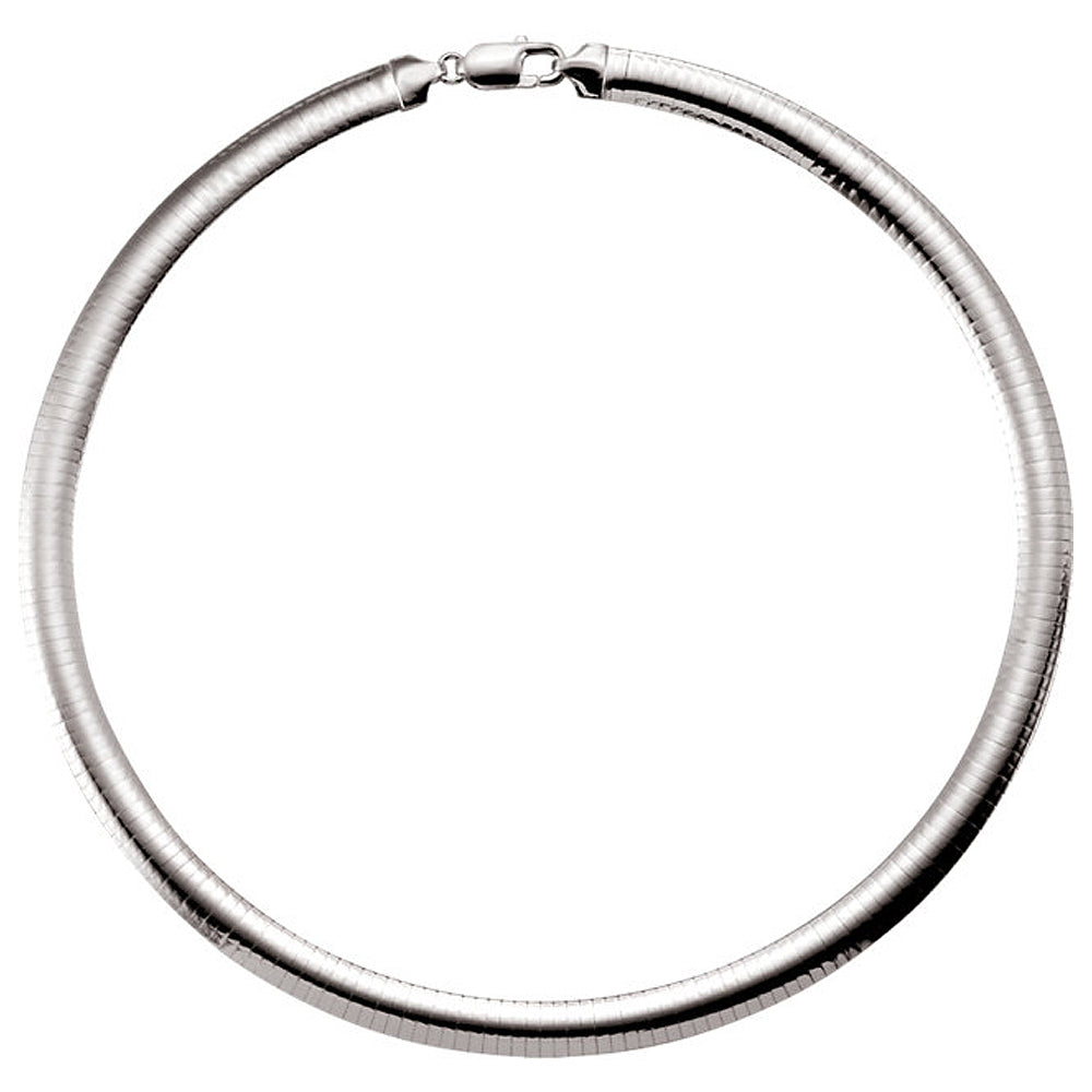 Alternate view of the 7.25mm Sterling Silver Domed Omega Chain Necklace by The Black Bow Jewelry Co.