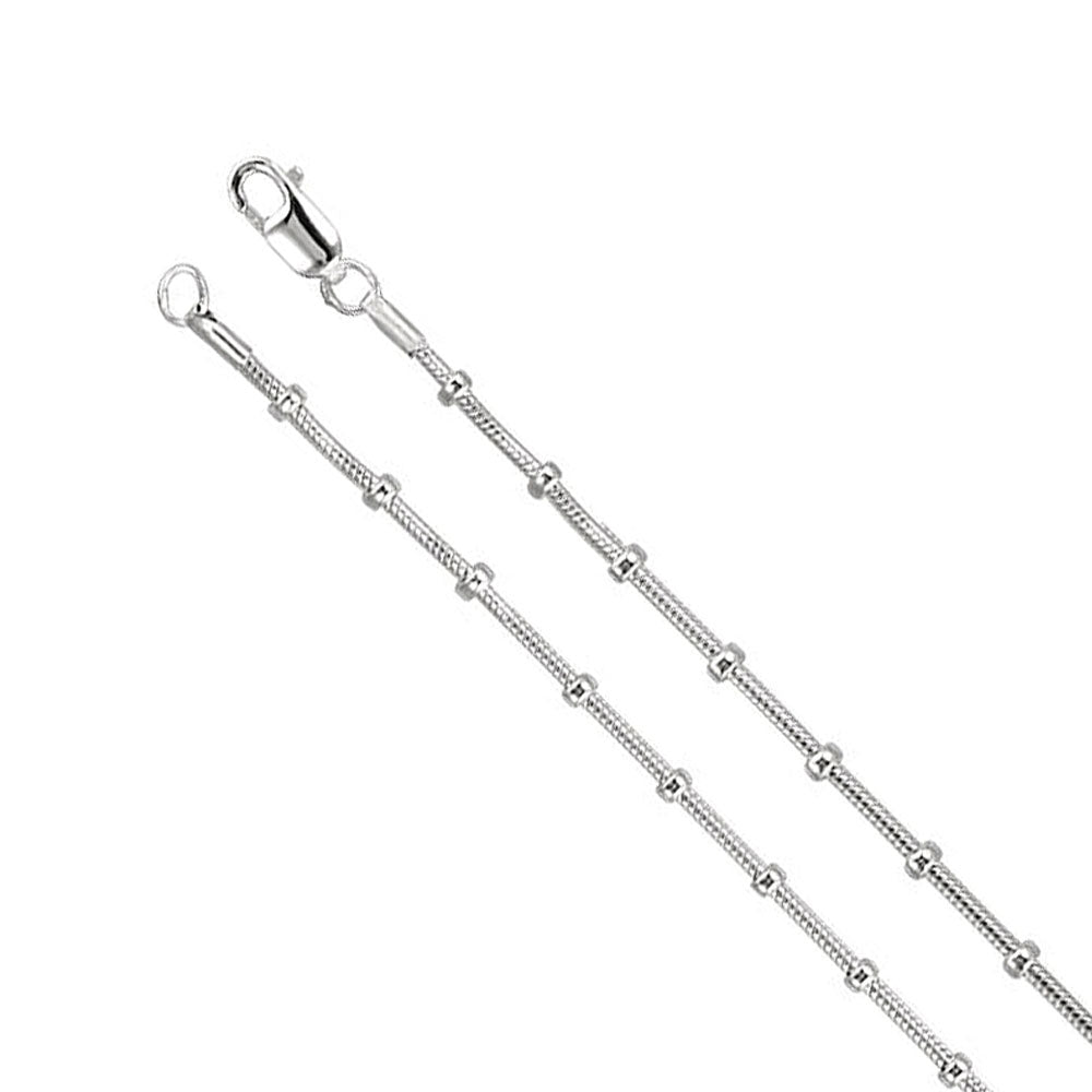 1mm Sterling Silver Snake and Bead Chain Necklace, Item C9485 by The Black Bow Jewelry Co.