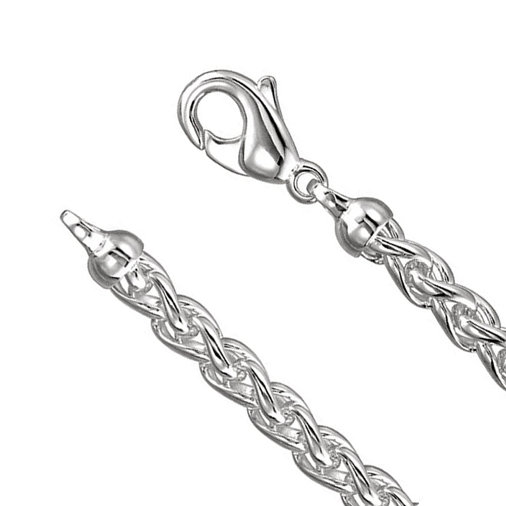6mm Sterling Silver Solid Wheat Chain Necklace, Item C9486 by The Black Bow Jewelry Co.