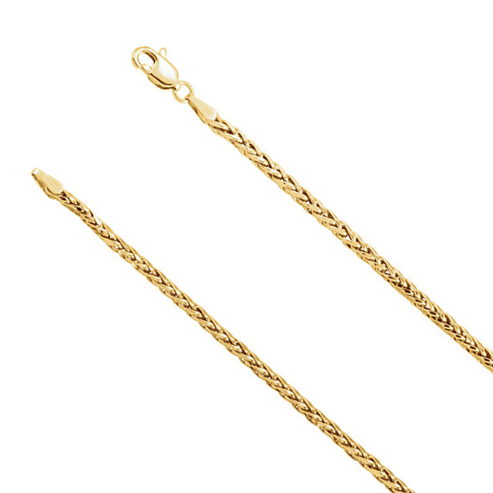 3mm 14k Yellow Gold Hollow Wheat Chain Necklace, Item C9492 by The Black Bow Jewelry Co.