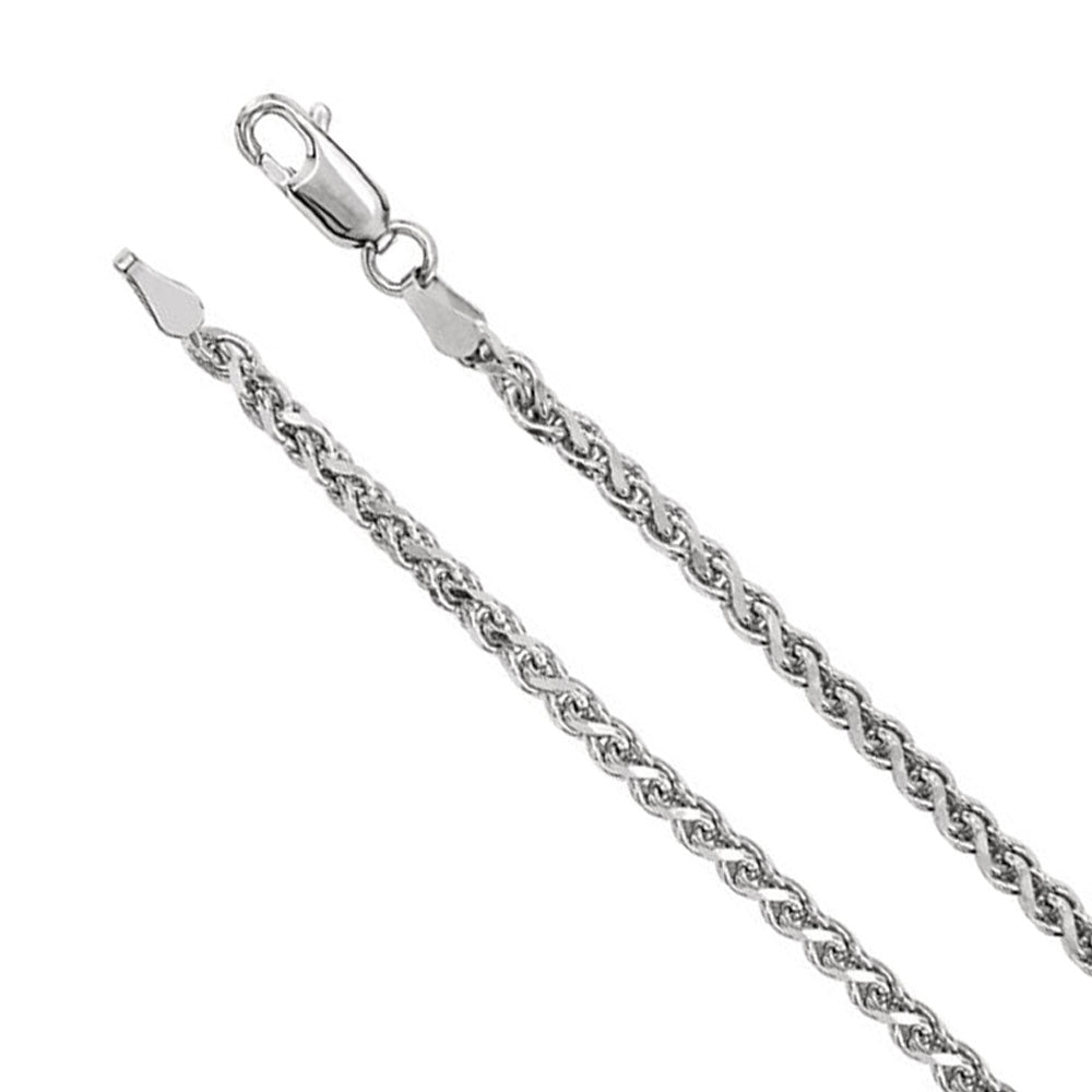 2.75mm 14k White Gold Solid Diamond Cut Wheat Chain Necklace, Item C9493 by The Black Bow Jewelry Co.