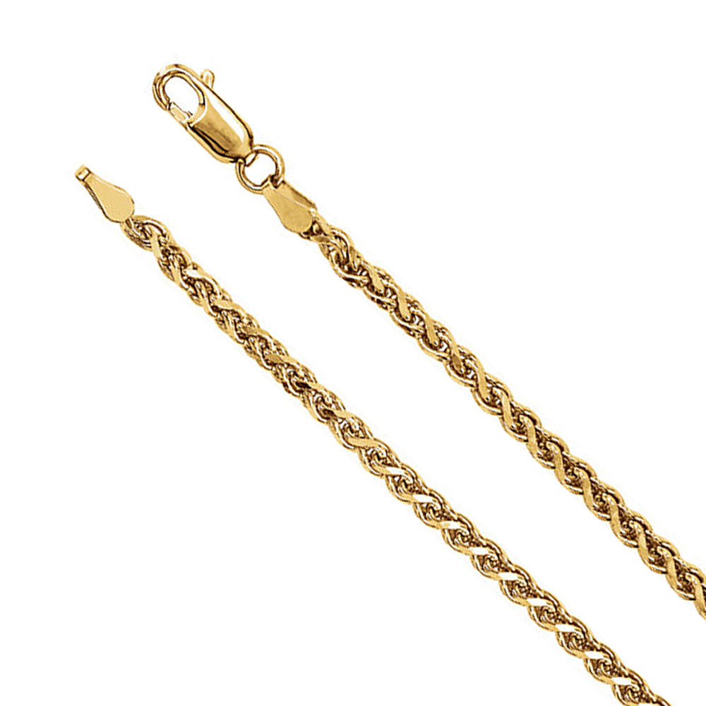 2.75mm 14k Yellow Gold Solid Diamond Cut Wheat Chain Necklace, Item C9494 by The Black Bow Jewelry Co.