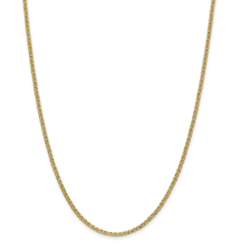 Alternate view of the 2.4mm 14k Yellow Gold Hollow Anchor Chain Necklace by The Black Bow Jewelry Co.