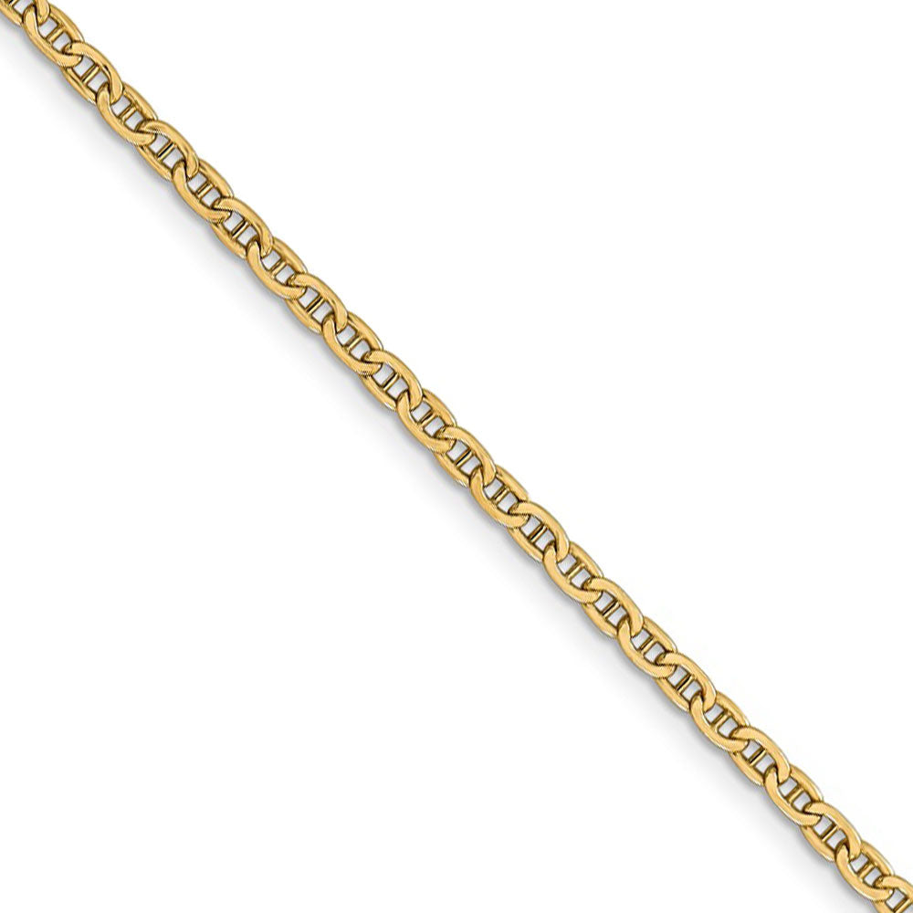 2.4mm 14k Yellow Gold Hollow Anchor Chain Necklace