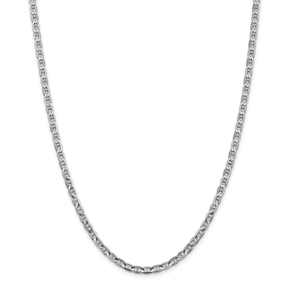 Alternate view of the 3.75mm 14k White Gold Solid Concave Anchor Chain Necklace by The Black Bow Jewelry Co.