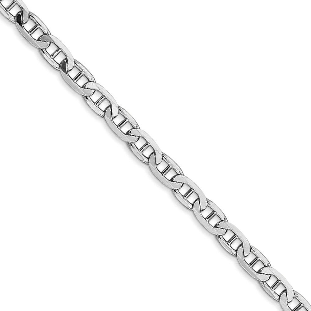 3.75mm 14k White Gold Solid Concave Anchor Chain Necklace