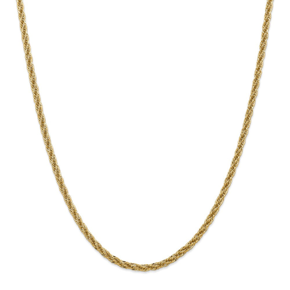 Alternate view of the 3.3mm 14k Yellow Gold Diamond Cut Hollow Rope Chain Necklace by The Black Bow Jewelry Co.