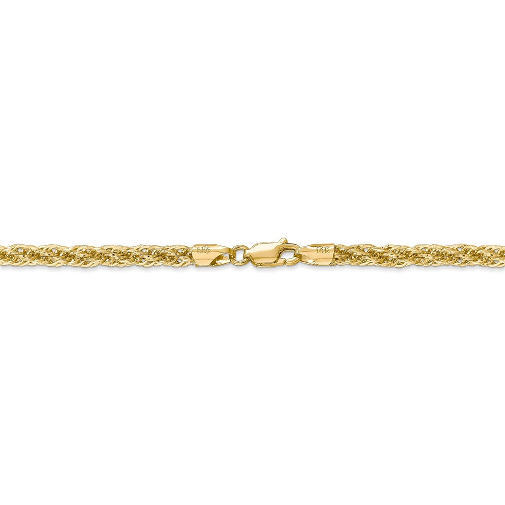 Alternate view of the 3.3mm 14k Yellow Gold Diamond Cut Hollow Rope Chain Necklace by The Black Bow Jewelry Co.