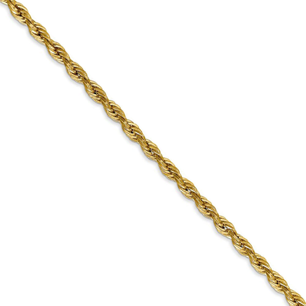 3mm 14k Yellow Gold Hollow Rope Chain Necklace