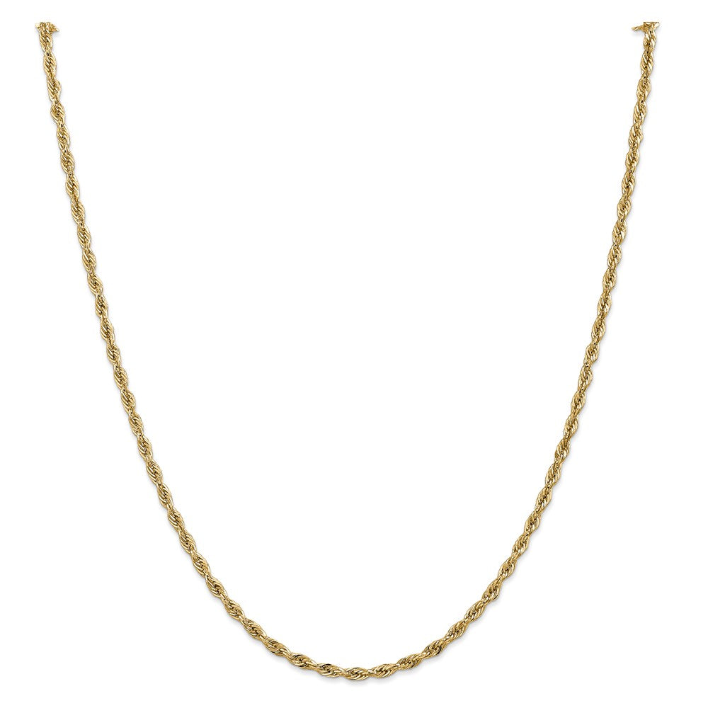 Alternate view of the 2.8mm 14k Yellow Gold Hollow Rope Chain Necklace by The Black Bow Jewelry Co.