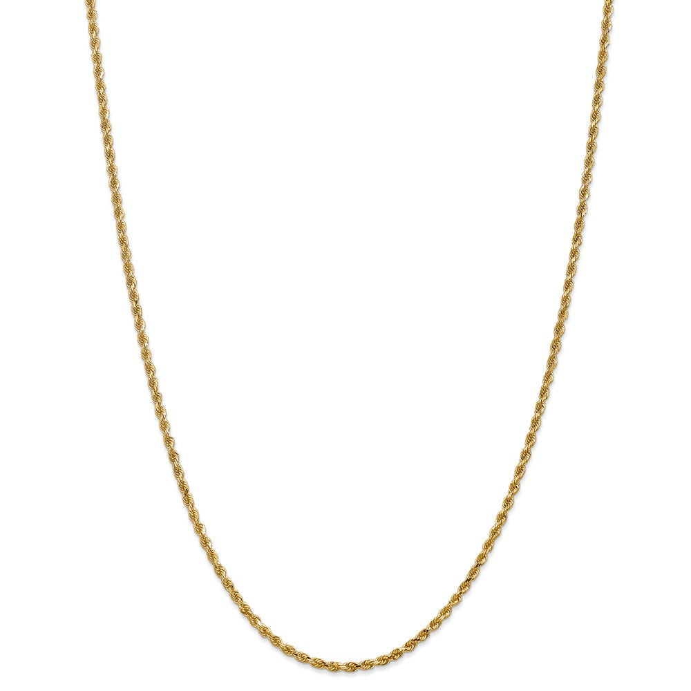 Alternate view of the 2.25mm, 14k Yellow Gold Diamond Cut Solid Rope Chain Necklace by The Black Bow Jewelry Co.