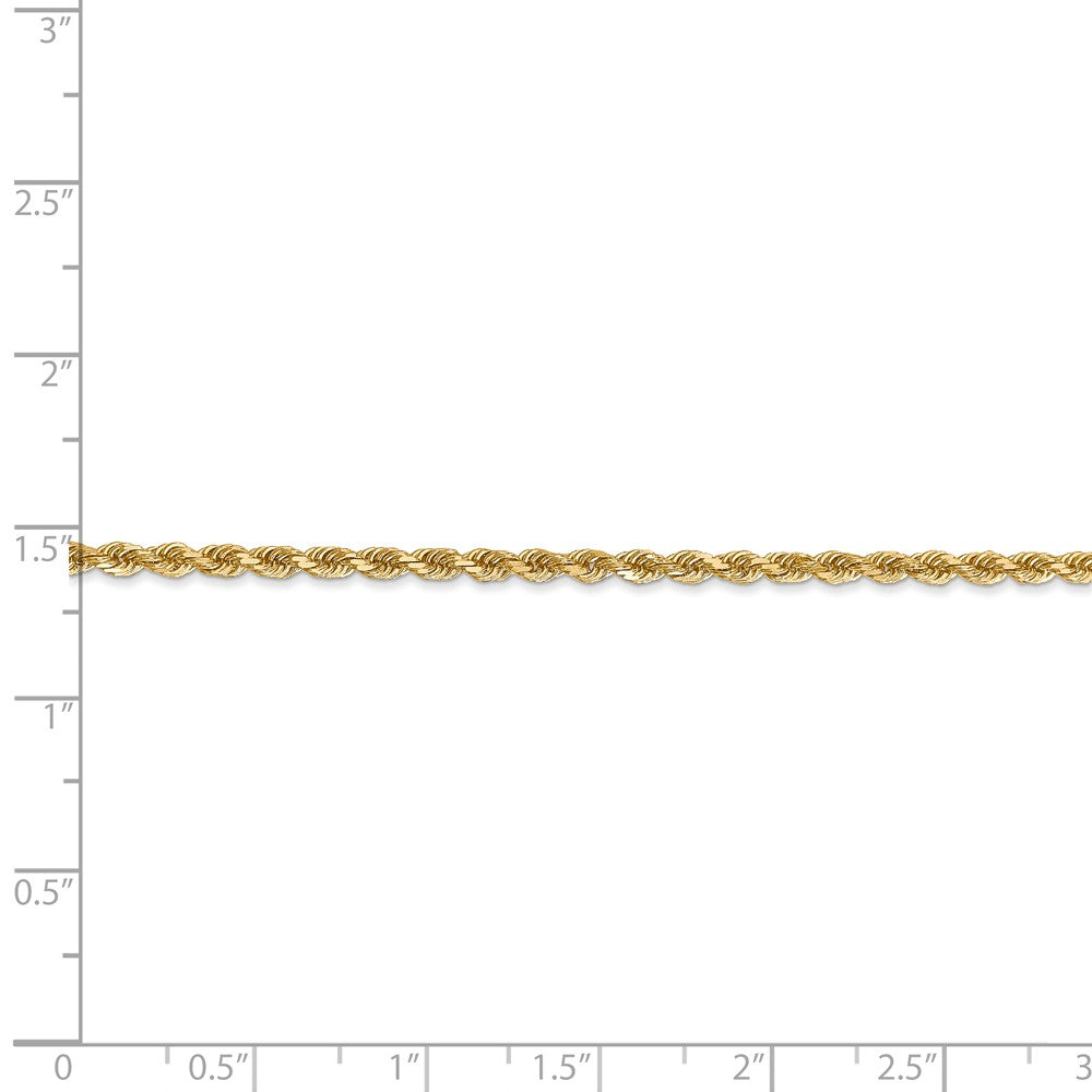 Alternate view of the 2.25mm, 14k Yellow Gold Diamond Cut Solid Rope Chain Necklace by The Black Bow Jewelry Co.