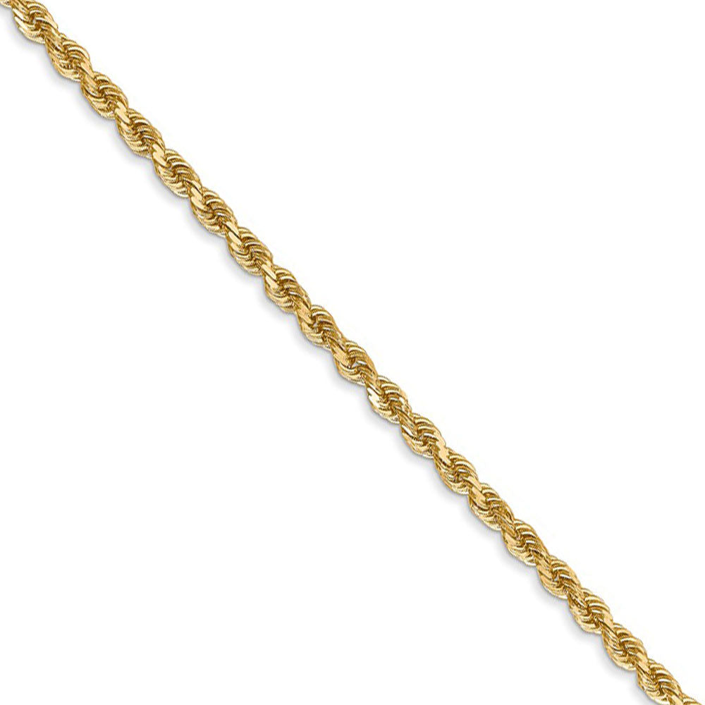 2.25mm, 14k Yellow Gold Diamond Cut Solid Rope Chain Necklace