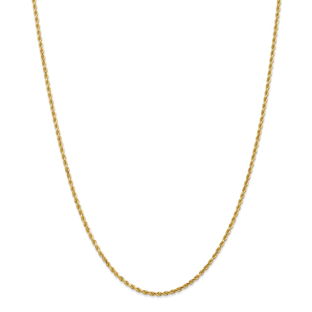 Alternate view of the 2mm, 14k Yellow Gold, Diamond Cut Rope Chain Necklace by The Black Bow Jewelry Co.