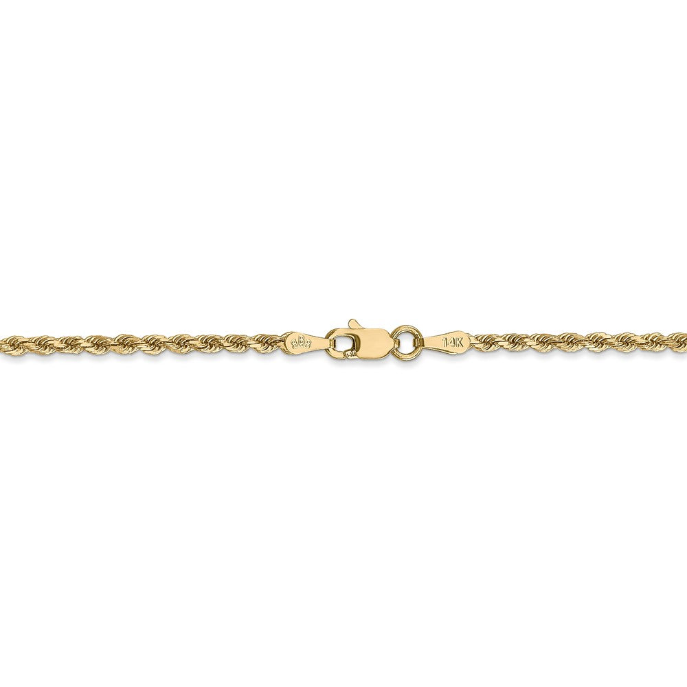 Alternate view of the 2mm, 14k Yellow Gold, Diamond Cut Rope Chain Necklace by The Black Bow Jewelry Co.