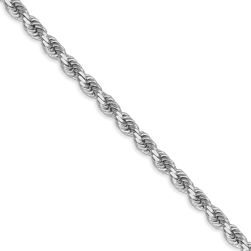 3.5mm 14k White Gold Diamond Cut Solid Rope Chain Necklace