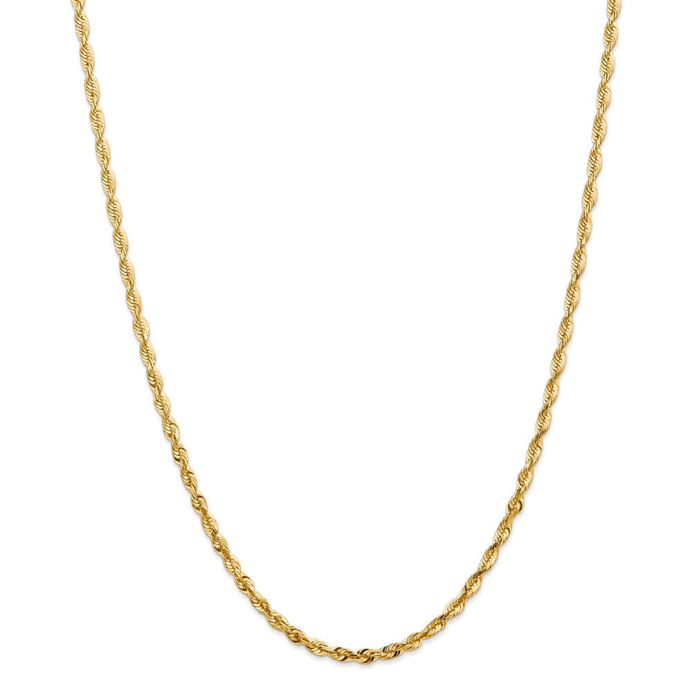 Alternate view of the 4mm 14k Yellow Gold Diamond Cut Light Rope Chain Necklace by The Black Bow Jewelry Co.