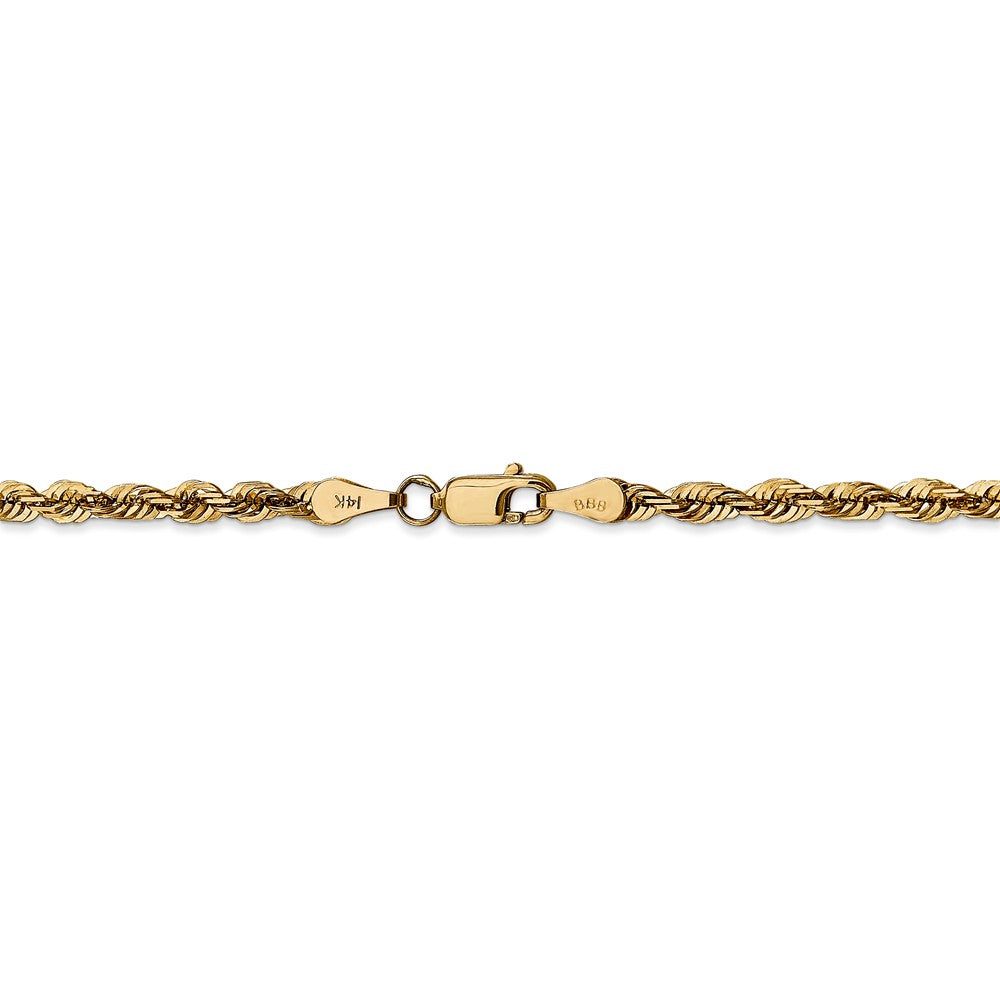 Alternate view of the 4mm 14k Yellow Gold Diamond Cut Light Rope Chain Necklace by The Black Bow Jewelry Co.