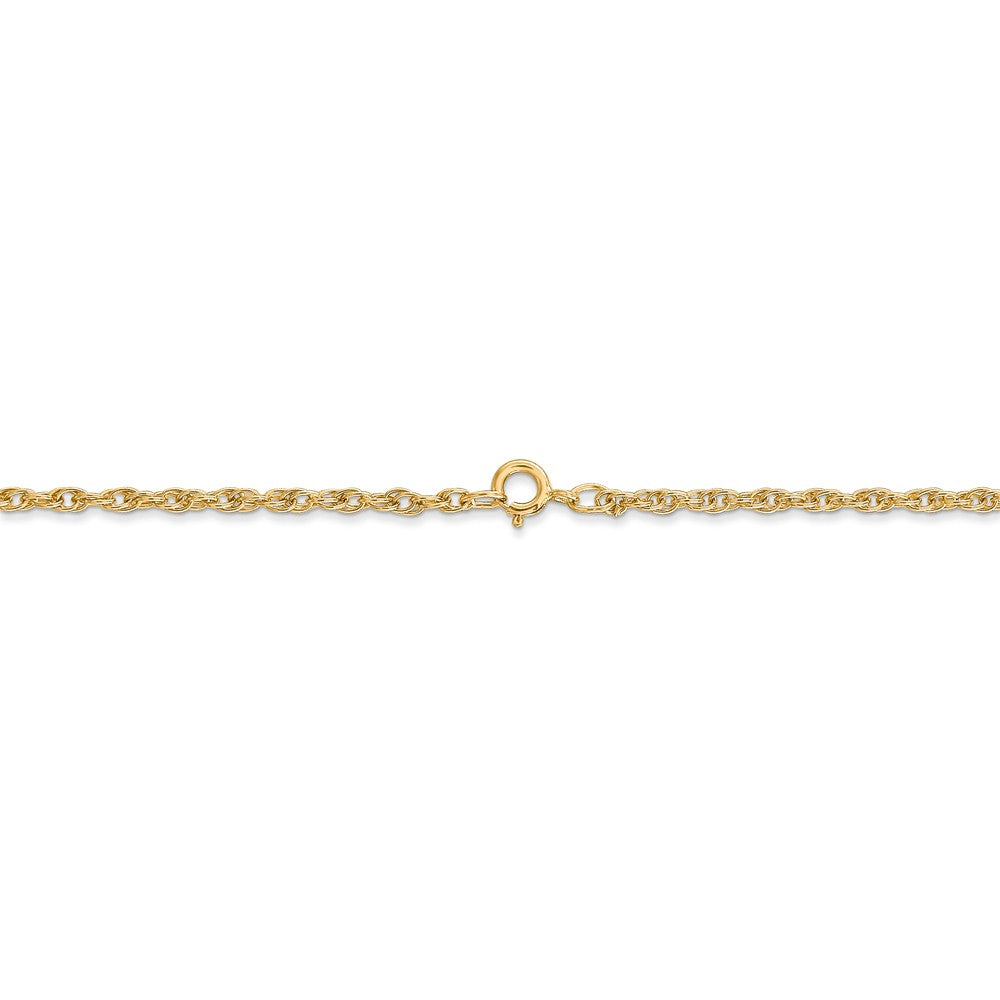 Alternate view of the 1.55mm, 14k Yellow Gold, Solid Cable Rope Chain Necklace by The Black Bow Jewelry Co.