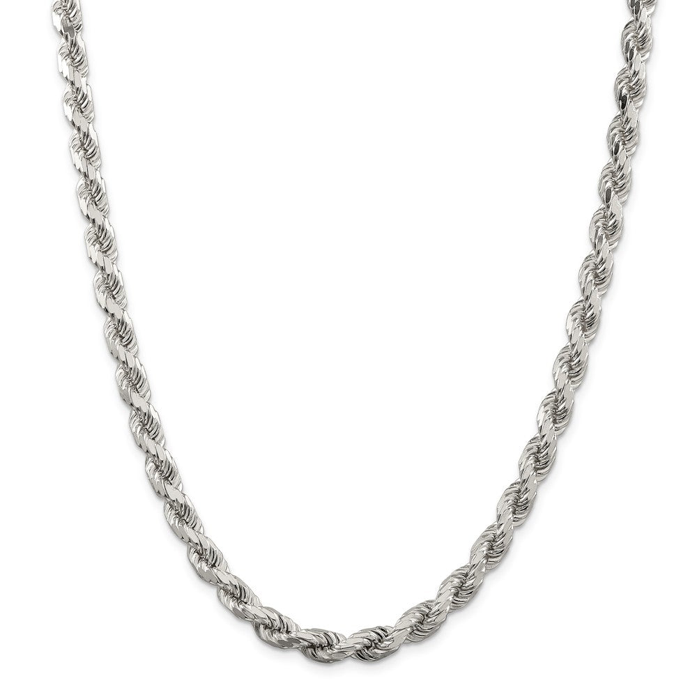 Alternate view of the Men&#39;s 7mm Sterling Silver D/C 8 Sided Solid Rope Chain Necklace by The Black Bow Jewelry Co.